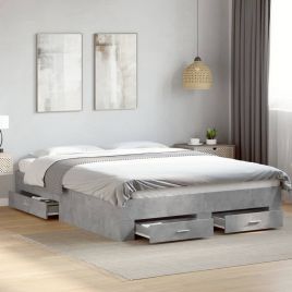 Bedframe with Drawers Concrete Grey 140x200cm