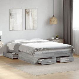 Bedframe with Drawers Grey Sonoma 140x190cm