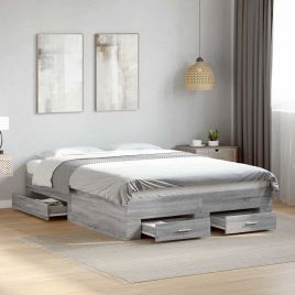 Bedframe with Drawers Grey Sonoma 135x190cm Double