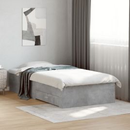 Bedframe with Drawers Concrete Grey 90x200cm