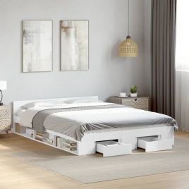Bedframe with Drawers White 135x190cm Double
