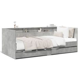 Daybed with Drawers 75x190cm Small Single Concrete Grey