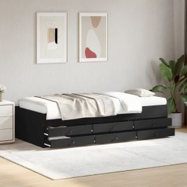 Daybed with Drawers Black 75x190cm Small Single