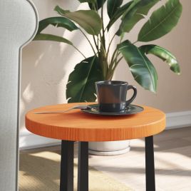 Table Top Round Wax Brown 30x2.5 cm Solid Wood Pine
