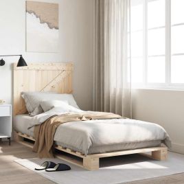 Bedframe with Headboard 90x200cm Solid Wood