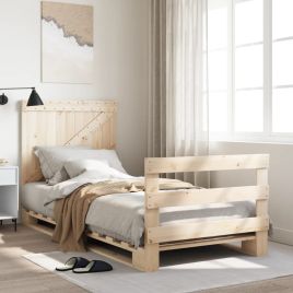 Bedframe with Headboard 90x200cm Solid Wood