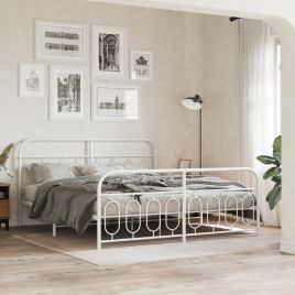 Metal Bedframe with Footboard White 183x213cm