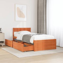 Bedframe Wax Brown 100x200cm Solid Wood Pine