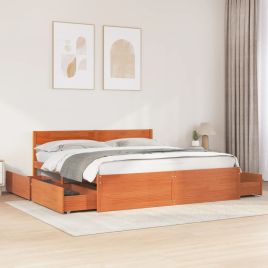 Bedframe Wax Brown 200x200cm Solid Wood Pine