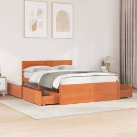Bedframe Wax Brown 140x190cm Solid Wood Pine