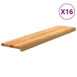 Stair Treads 16 Pieces Light Brown 110x25x2 cm Solid Wood Oak