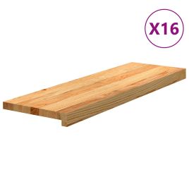 Stair Treads 16 Pieces Light Brown 80x30x2 cm Solid Wood Oak