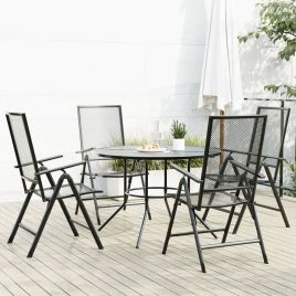 Reclining Garden Chair Set 5 pcs Anthracite Powder-coated Steel