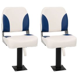 4 Piece Foldable Boat Seat Set Blue and White 41x36x48 cm