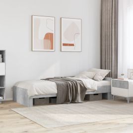 Bedframe Concrete Grey 75x190cm Small Single Engineered Wood
