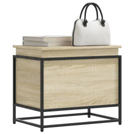 Storage Box with Lid Sonoma Oak 60x40x51.5 cm Engineered Wood