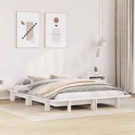 Bedframe White 140x190cm Solid Wood Pine