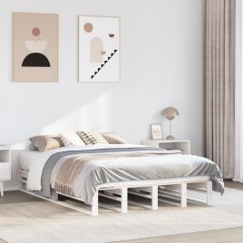 Bedframe White 135x190cm Double Solid Wood Pine
