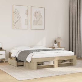 Bedframe Sonoma Oak 150x200cm King Size Engineered Wood