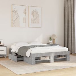 Bedframe Concrete Grey 120x200cm Engineered Wood