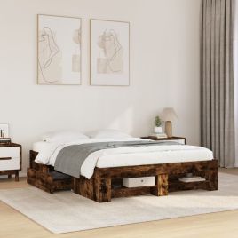 Bedframe Smoked Oak 120x200cm Engineered Wood