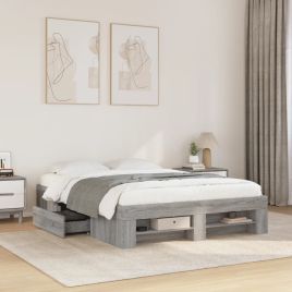 Bedframe Grey Sonoma 120x200cm Engineered Wood