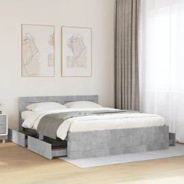 Bedframe with Headboard Concrete Grey 160x200cm