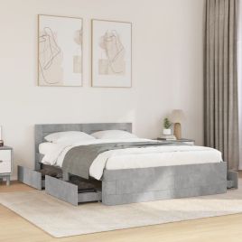 Bedframe with Headboard Concrete Grey 120x190cm Small Double