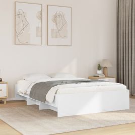 Bedframe White 140x200cm Engineered Wood