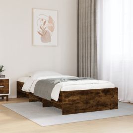 Bedframe Smoked Oak 100x200cm Engineered Wood
