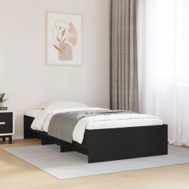 Bedframe Black 75x190cm Small Single Engineered Wood