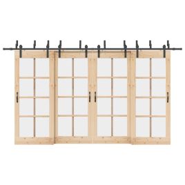 Sliding Door Hardware Kit 400 cm Steel Black