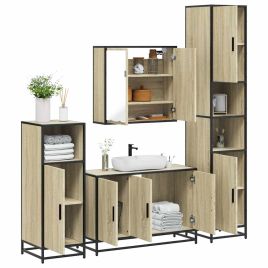 4 Piece Bathroom Furniture Set Sonoma Oak Engineered Wood