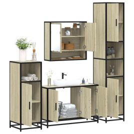 4 Piece Bathroom Furniture Set Sonoma Oak Engineered Wood