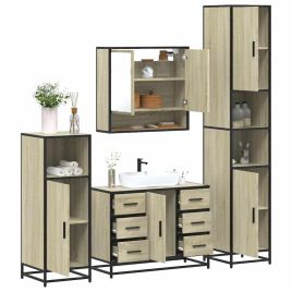4 Piece Bathroom Furniture Set Sonoma Oak Engineered Wood