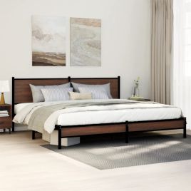 Metal Bedframe Brown Oak 193x203cm