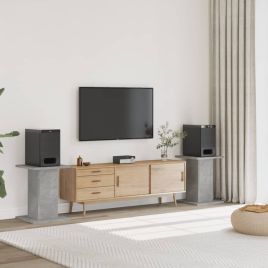 Speaker Stands 2 Pieces Concrete Grey 30x30x60 cm Engineered Wood