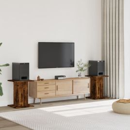 Speaker Stands 2 Pieces Smoked Oak 30x30x60 cm Engineered Wood