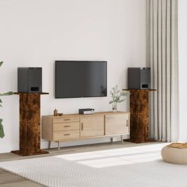 Speaker Stands 2 Pieces Smoked Oak 30x30x95 cm Engineered Wood