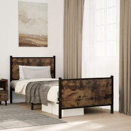 Metal Bedframe Smoked Oak 90x190cm Single