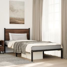 Metal Bedframe Brown Oak 100x200cm