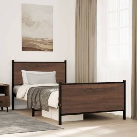 Metal Bedframe Brown Oak 107x203cm