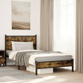 Metal Bedframe Smoked Oak 100x190cm