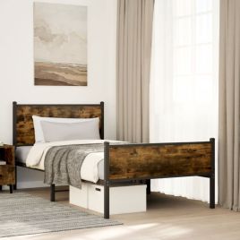 Metal Bedframe Smoked Oak 100x190cm