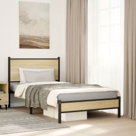 Metal Bedframe Sonoma Oak 107x203cm