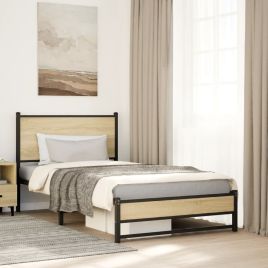 Metal Bedframe Sonoma Oak 107x203cm