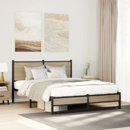 Metal Bedframe Sonoma Oak 140x190cm