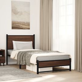 Metal Bedframe Brown Oak 90x200cm