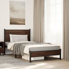 Metal Bedframe Brown Oak 100x200cm