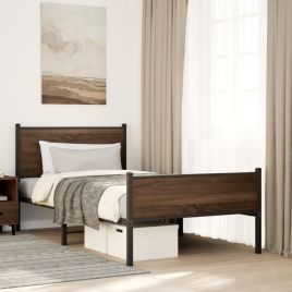 Metal Bedframe Brown Oak 100x200cm
